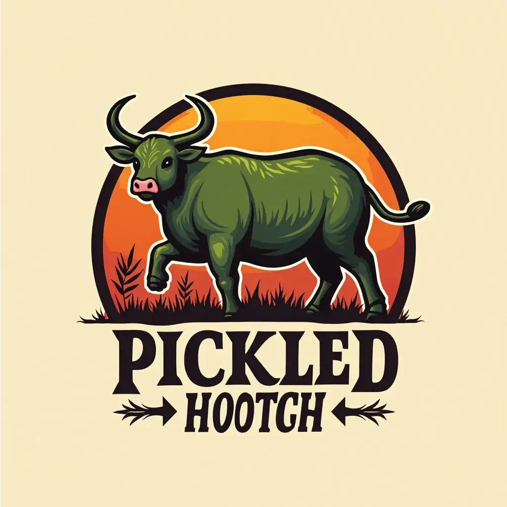 Make me a logo for a steak house called "The Pickled Hootch"