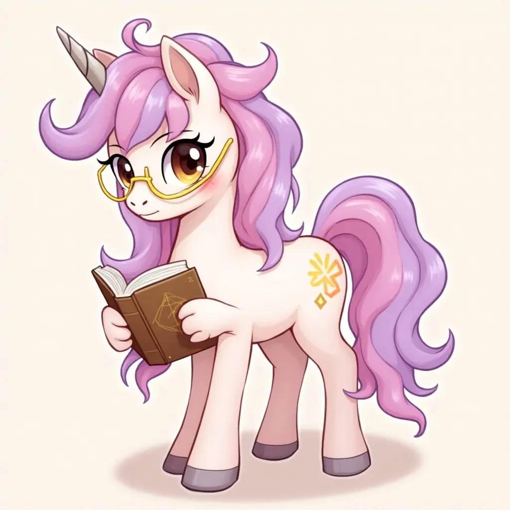 Name: Bookishmoon Gender: Mare (She/Her/Hers) Type: Unicorn Fur: Light pink Mane and Tail: Pink, Light Purple/Pink, Some of golden strands. Eyes: Amber  Cutie Mark: A book with some sparks  Orientation: Lesbian (Demi) Wear gold-rimmed glasses while reading Type of Hair: slightly wavy (also have bangs) Interests/like: Reading, Singing, Writing Songs Books and Poems, Alone Walks, Playing a Piano, Spending time with loved ones, cuddles and tenderness Fav food: Cinnamon Rolls, Cocoa with Marshmallows, Iced Coffee Latte, Matcha Work: Books editing for the editorial office Character traits: Kind, calm, clumsy, helpful, shy, smart, slightly cute.