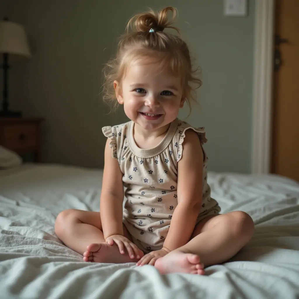 Girl sitting on tiny male