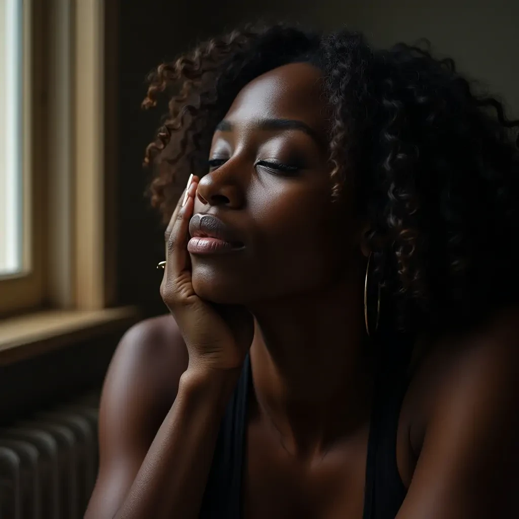 black woman grieving