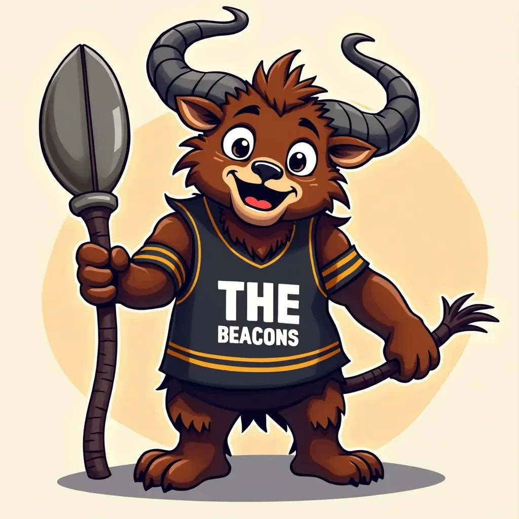 A picture of a mascot for a team named the beacons