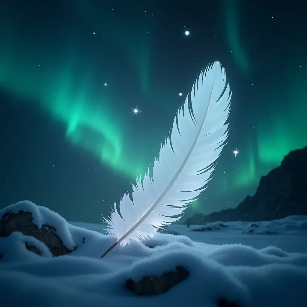 moonstone with white raven feathers. make it magical and have Icelandic northern lights size of picture16.9 aspect ratio fit as a phone wallpapers