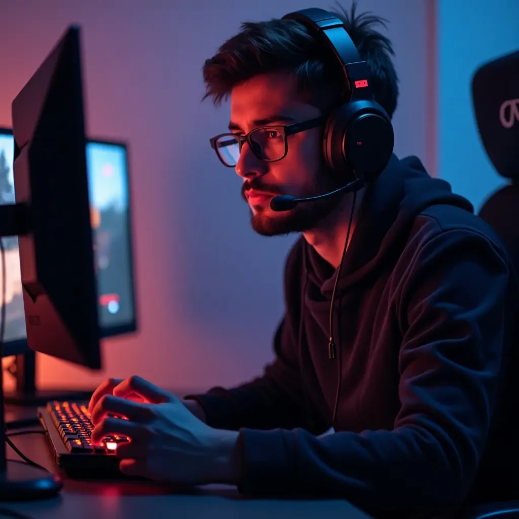 make me an image of a gamer playing games