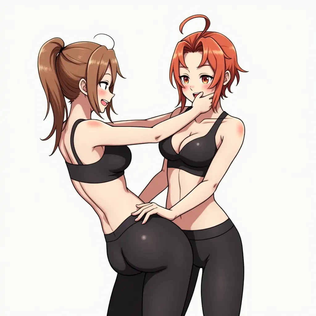 Woman wearing leggings getting a wedgie from her friend