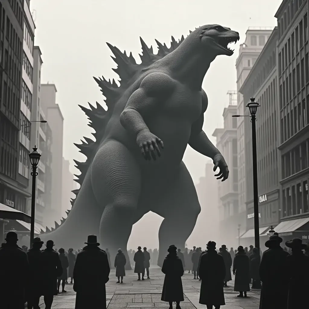 Godzilla destroy ginza city in 1940s