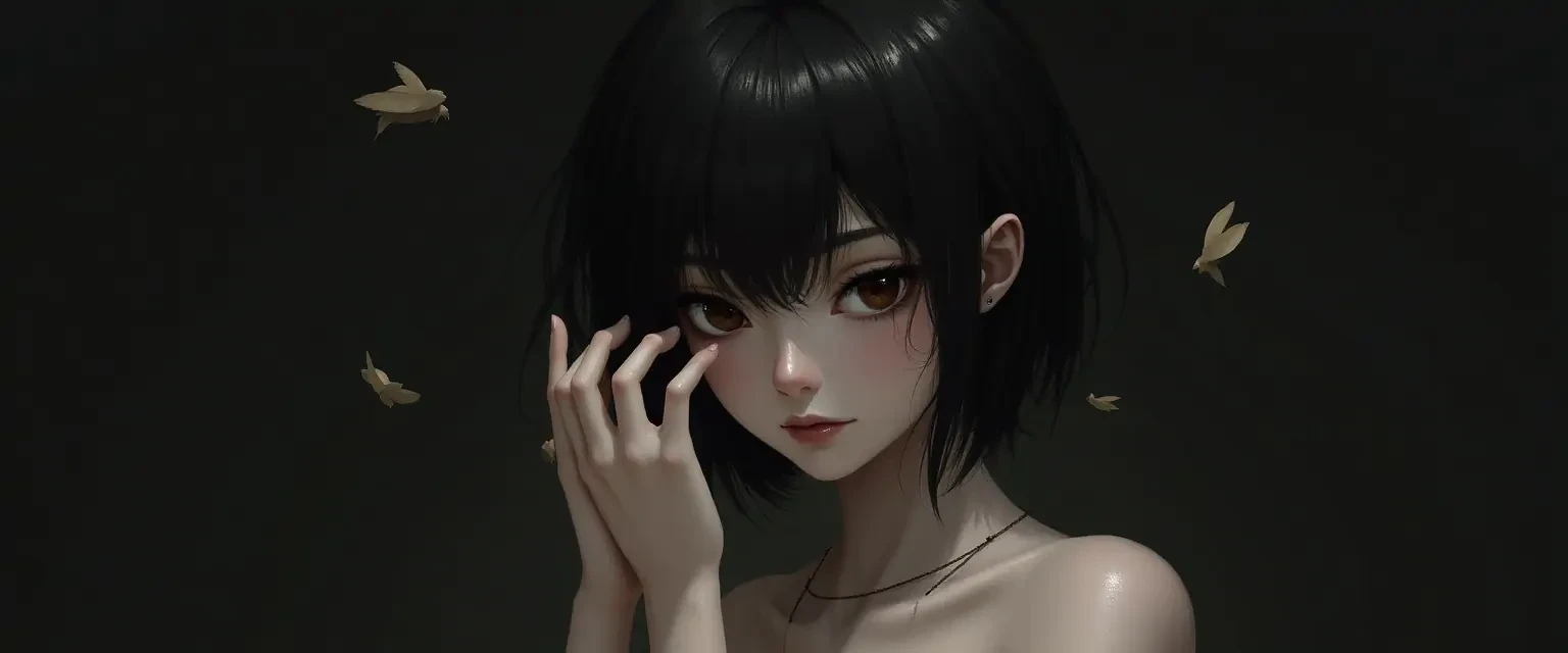 girl with black hair naked