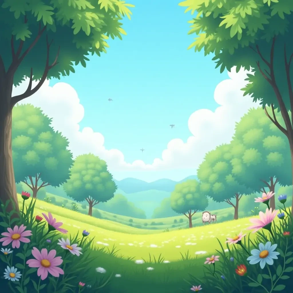 Soft lofi anime nature background