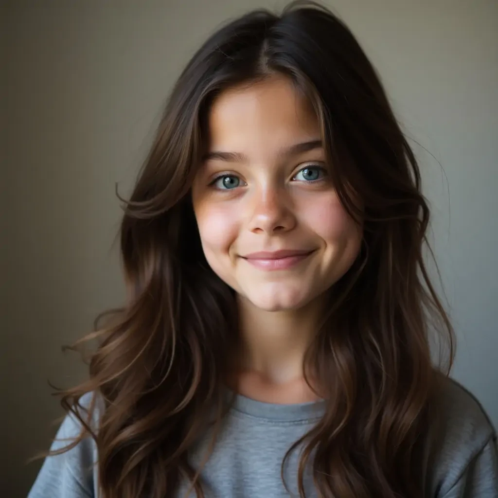 teenage girl with long hair