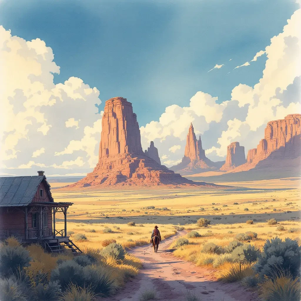 watercolor, wild west, prairie clouds