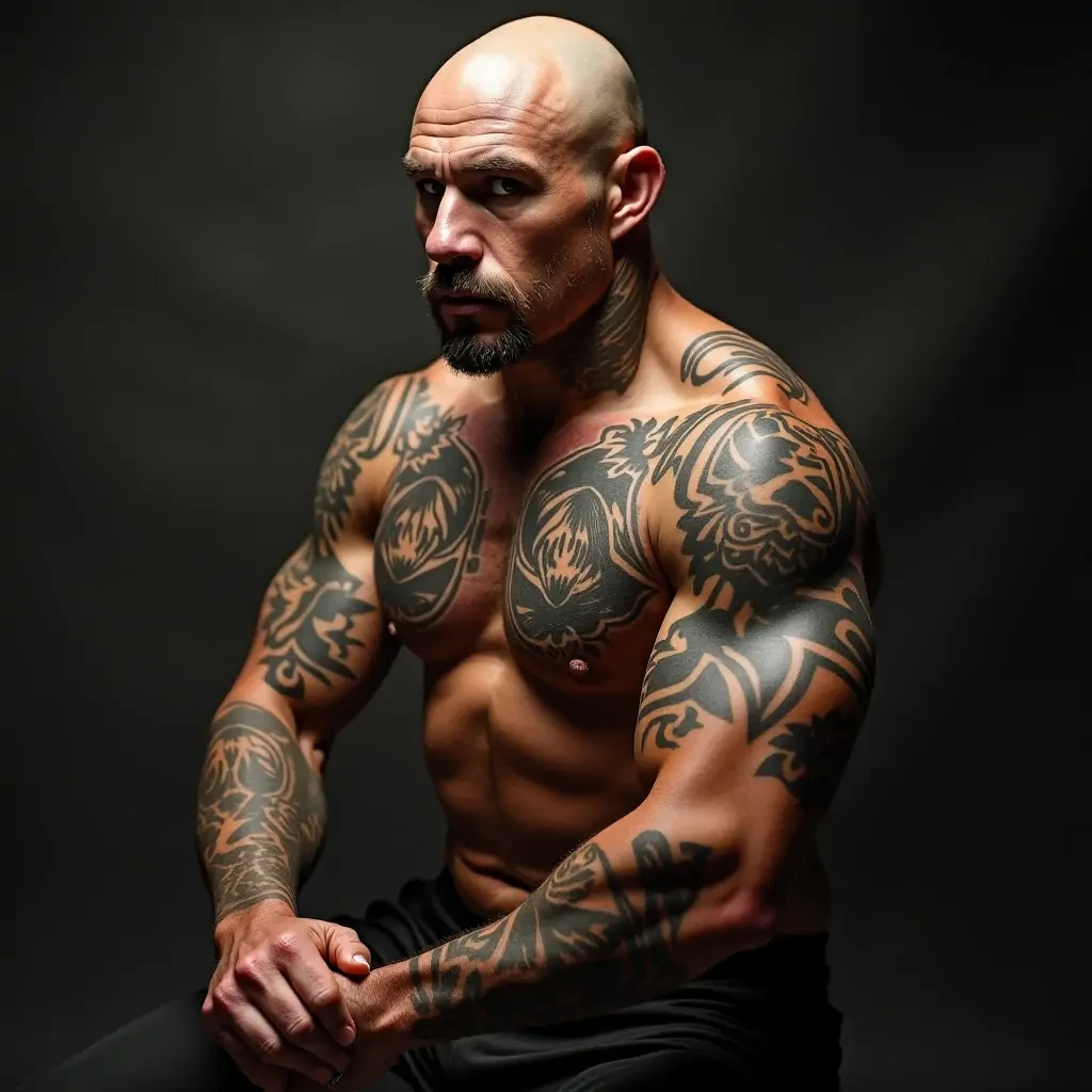Pitbull fighter with tattoos hooligan