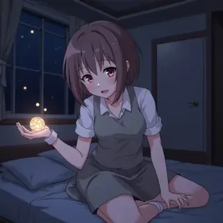 anime hikikomori room night time girly