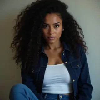 beautiful and woman, Picture a stunning woman with a warm, slightly brown skin tone,Her long, black, curly hair cascades down her shoulders in voluminous waves and some strands fall over her face, framing her face,She has a slim face with soft features, yet her figure is that of a mature adult, defined by an hourglass figure with beautiful curves that add to her allur,Just under her mouth, a delicate mole adds a unique charm to her loo,Her jawline is well defined, lending a sense of elegance and structure to her fac,There a hint of Indian heritage in her appearanc,She wears a casual white shirt with a dark blue jacket on top and blue pants, her jacket is halfway close,Create an image of her knocked unconscious on the floor, fainted, passed out, her expression full of pain, off shoulder top showing one of her shoulders, her sleeves are rolled up showing her delicate wrist,Make her unconscious, knocked out cold, passed out, fainted, unconscious on the floor, knocked unconscious, in pain on the floor, limp dead body, lying on her back, unconscious, unconscious, unconscious, unconscious, unconscious, dropped, up, brown skinned, body