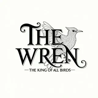 Elegant interwoven typography of the words "The Wren, the Wren, the King of All Birds"