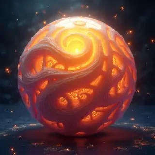 The fruit is a massive, swirling sphere that defies description, shifting between endless colors, shapes, and patterns. It glows with a divine aura that seems to contain fragments of every known universe. The fruit emits an alluring hum and occasionally shows images of legendary anime characters as if they are within it.