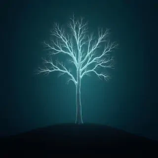 sole tree in neon mist dark