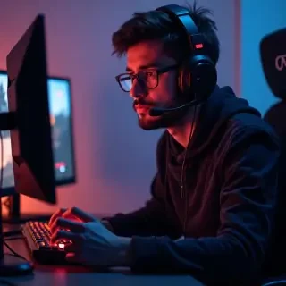 make me an image of a gamer playing games