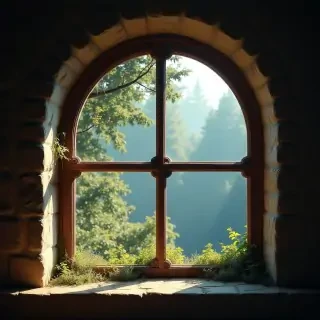 A window with background like the fairy tales