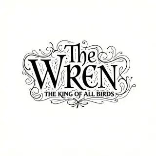 Elegant interwoven typography of the words "The Wren the Wren the King of All Birds"