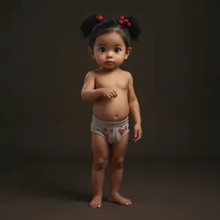 Toddler girl thai dark skin naked