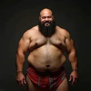 Muscular fat lightskin Samoan man naked