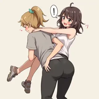 Woman wearing leggings getting a wedgie from her friend