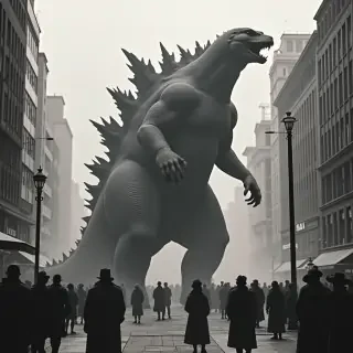 Godzilla destroy ginza city in 1940s