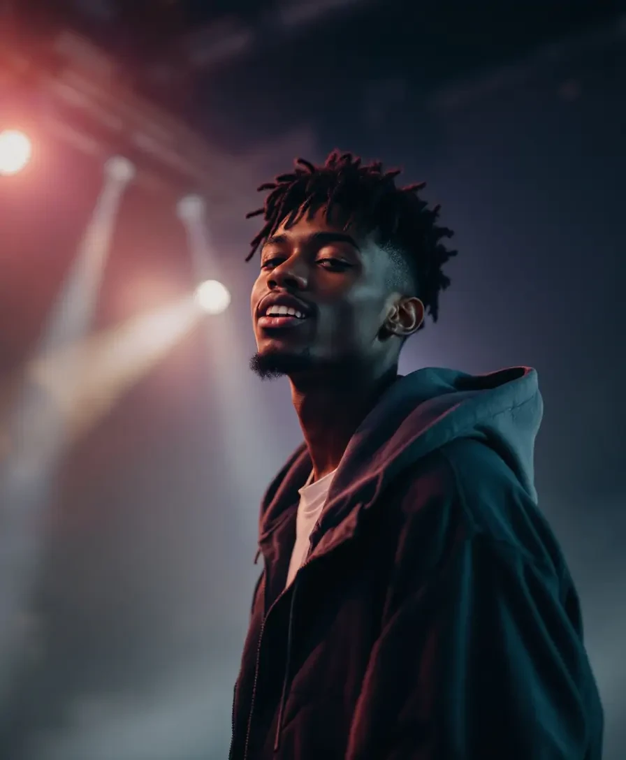 A teenage black boy rapper on the studio