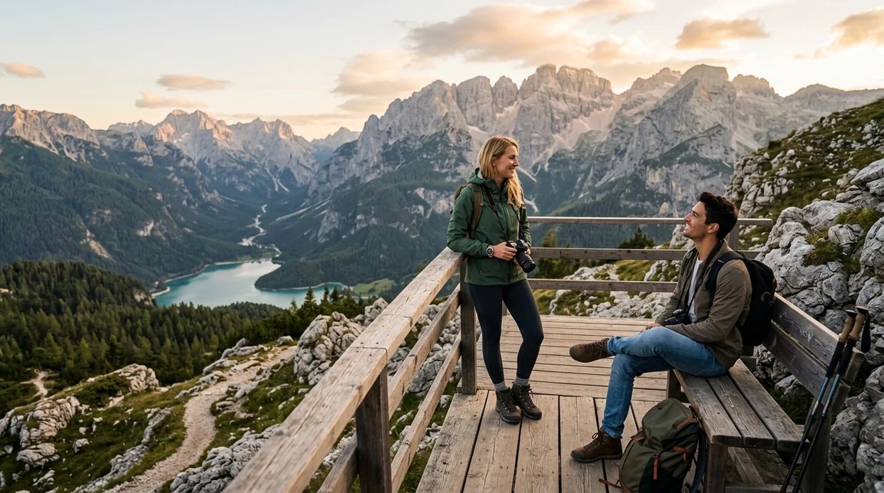 AI added traveler standing naturally in a scenic photo