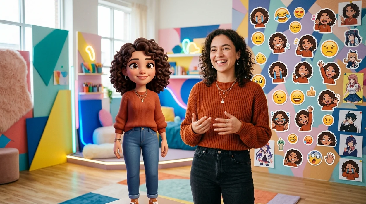 AI cartoon generator creating avatar, anime, and sticker-style character results