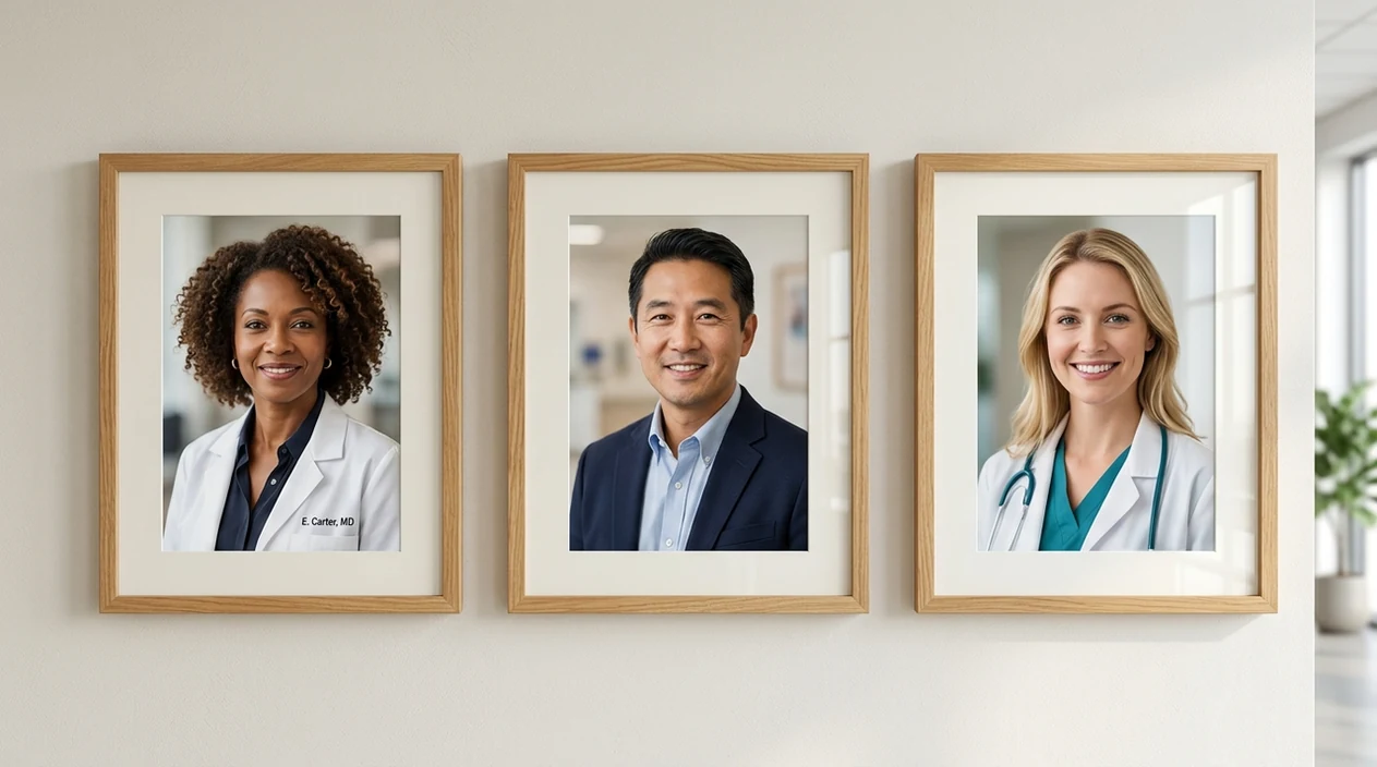 ai headshots for doctors showing polished medical portrait outcomes