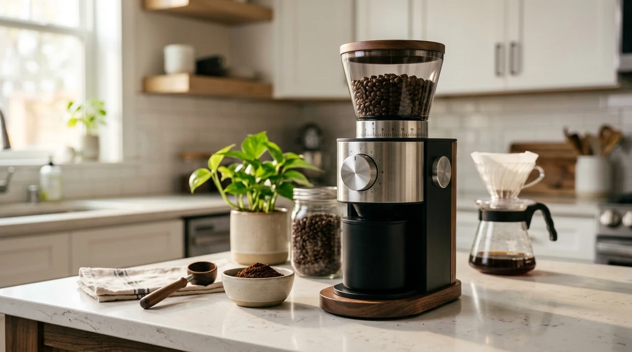 Amazon product lifestyle image with realistic kitchen counter scene