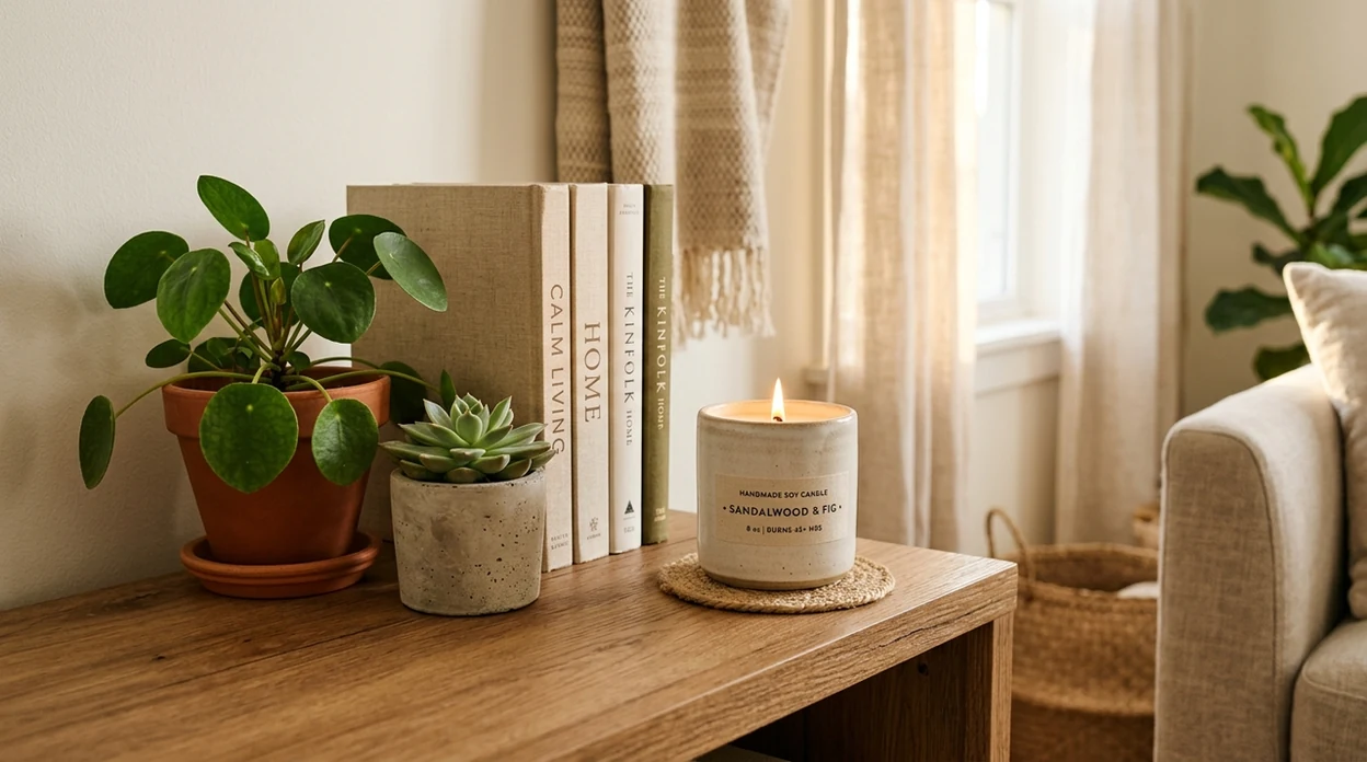 Pinterest lifestyle pin visual for handmade candle content