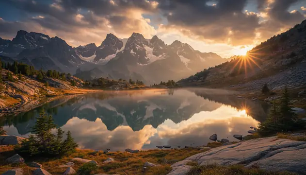 AI image generator creating a photorealistic mountain landscape from text prompt