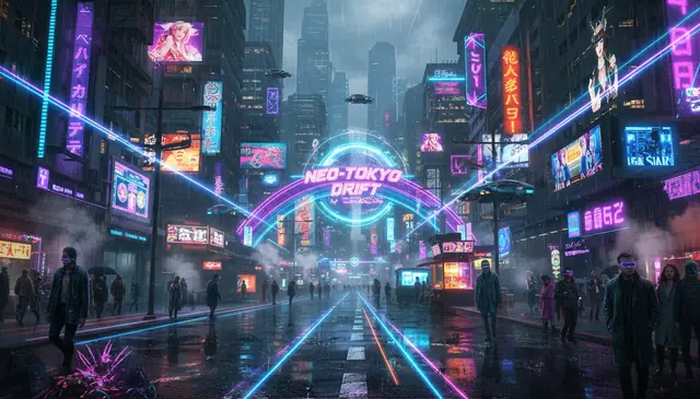 AI image transformation converting urban street scene to cyberpunk neon style