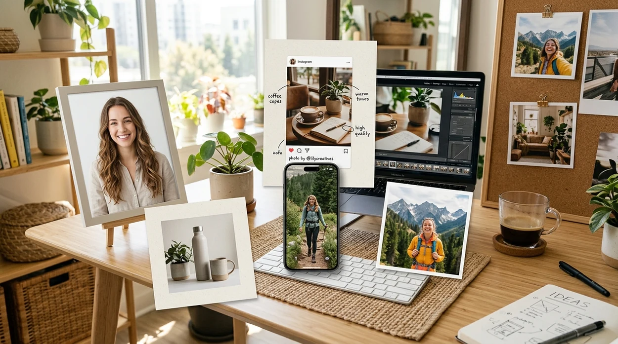 ai images for social media showing profile, product, and post outcomes
