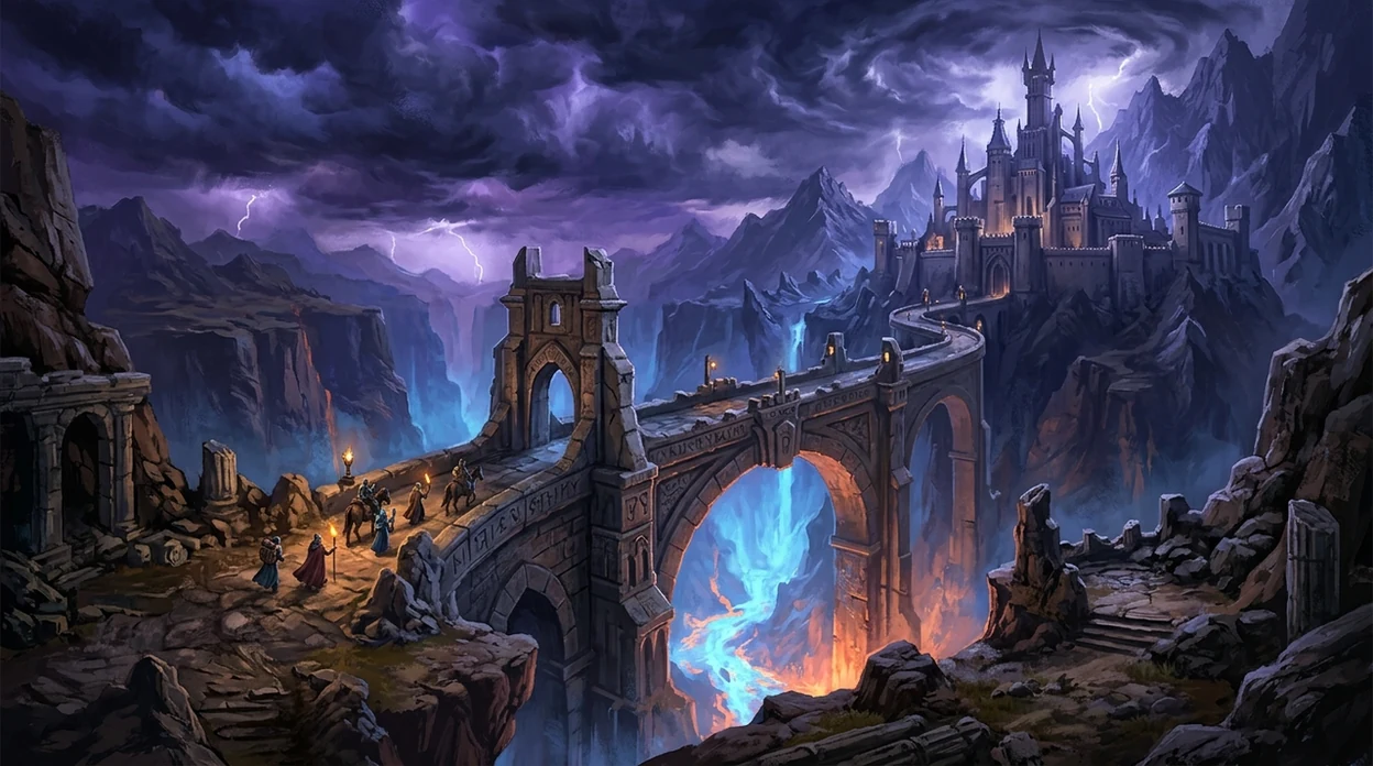 Fantasy canyon landscape artwork for tabletop campaign concept art