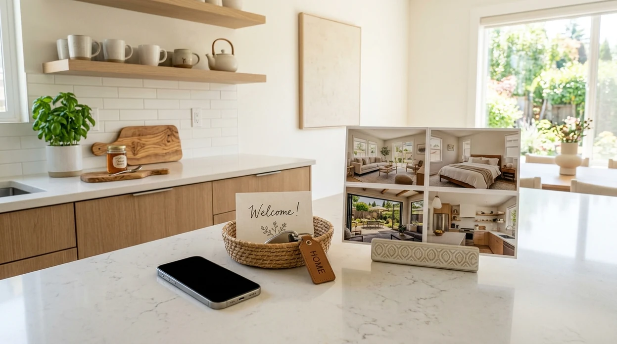 Clean Airbnb kitchen photo prepared for a rental listing