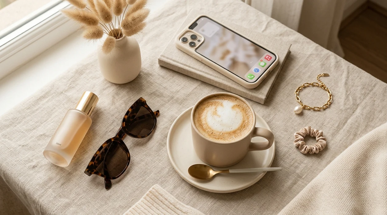 Instagram-ready product photo with clean AI edited lifestyle styling