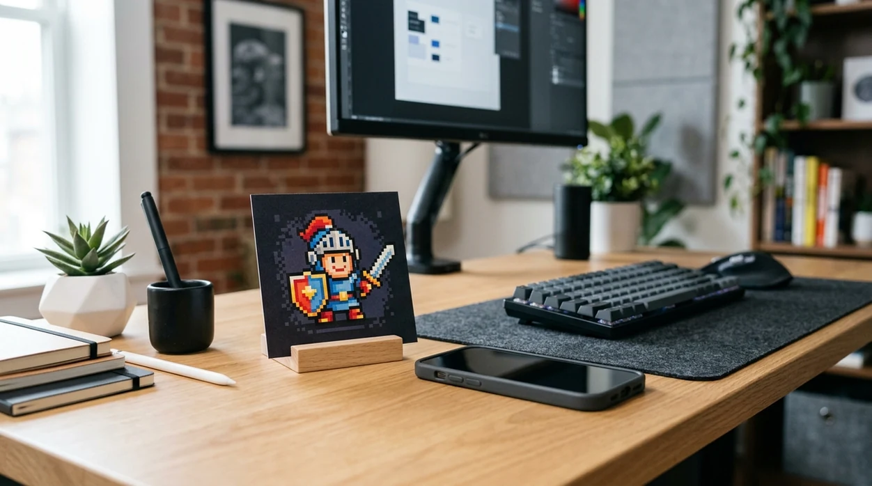 ai pixel art generator outcome showing a colorful retro sprite