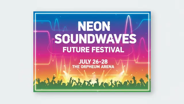 AI poster generator creating event poster design with bold typography and neon gradient colors