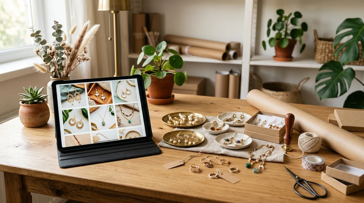 Clean Etsy listing photo results for handmade jewelry and packaging