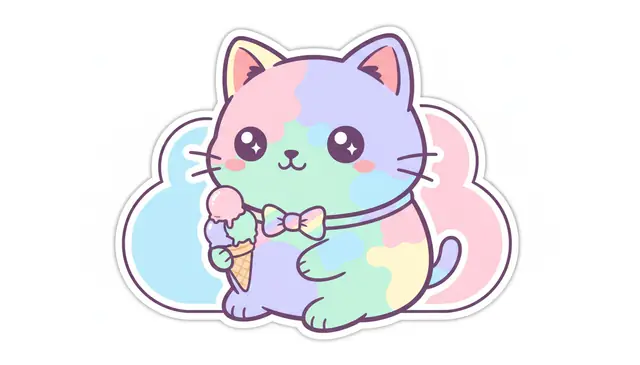 AI sticker generator creating cute cartoon character sticker with kawaii style
