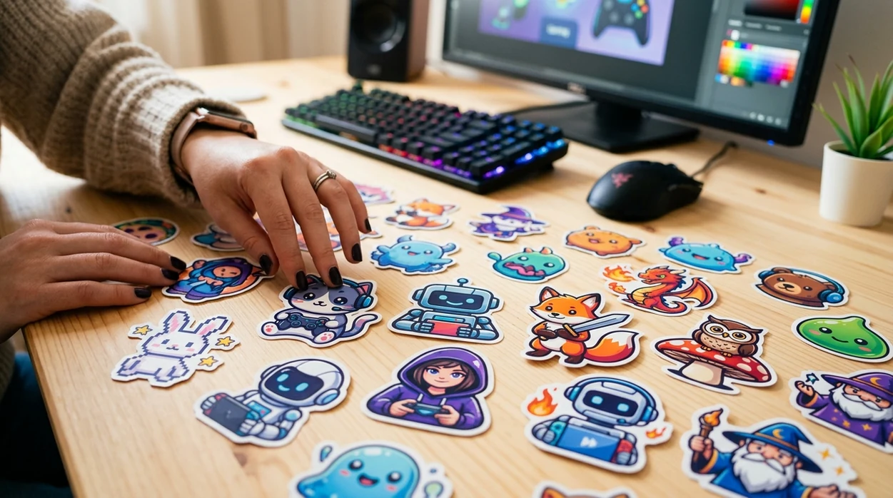 Custom Discord sticker mascot pack for gaming community reactions