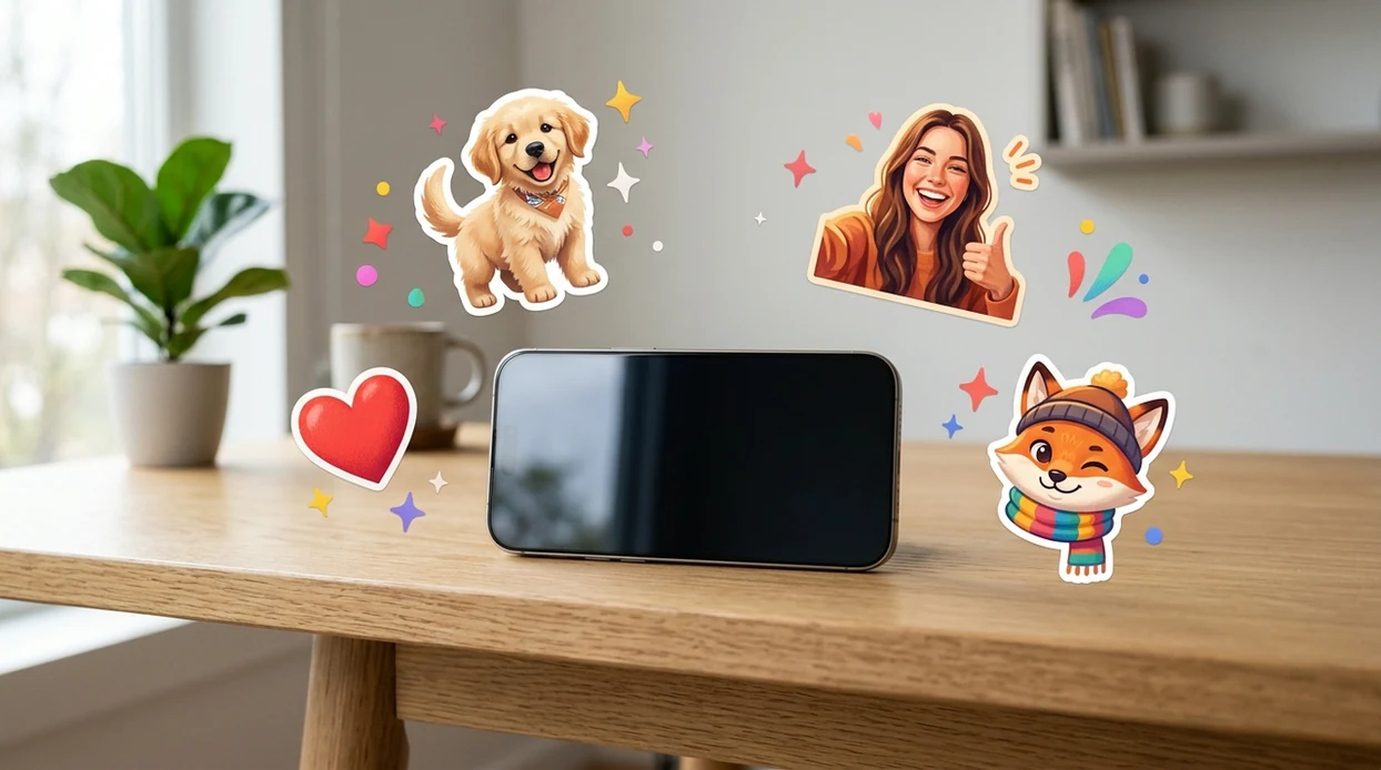 ai stickers for imessage shown as custom pet and selfie reactions