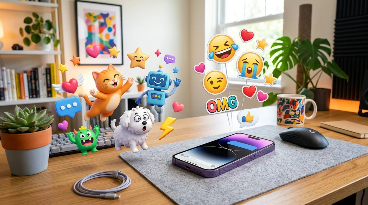 ai stickers for whatsapp shown as colorful custom chat reactions