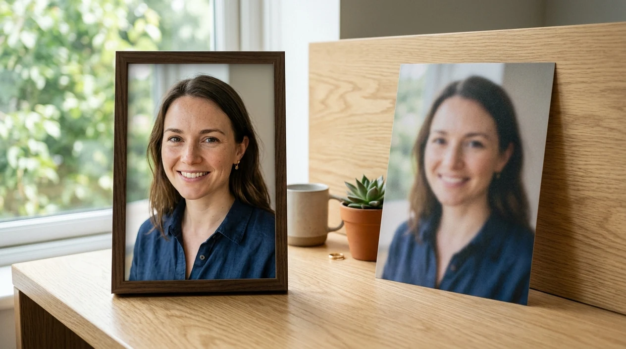 app that enhances photo quality showing sharper portrait outcome