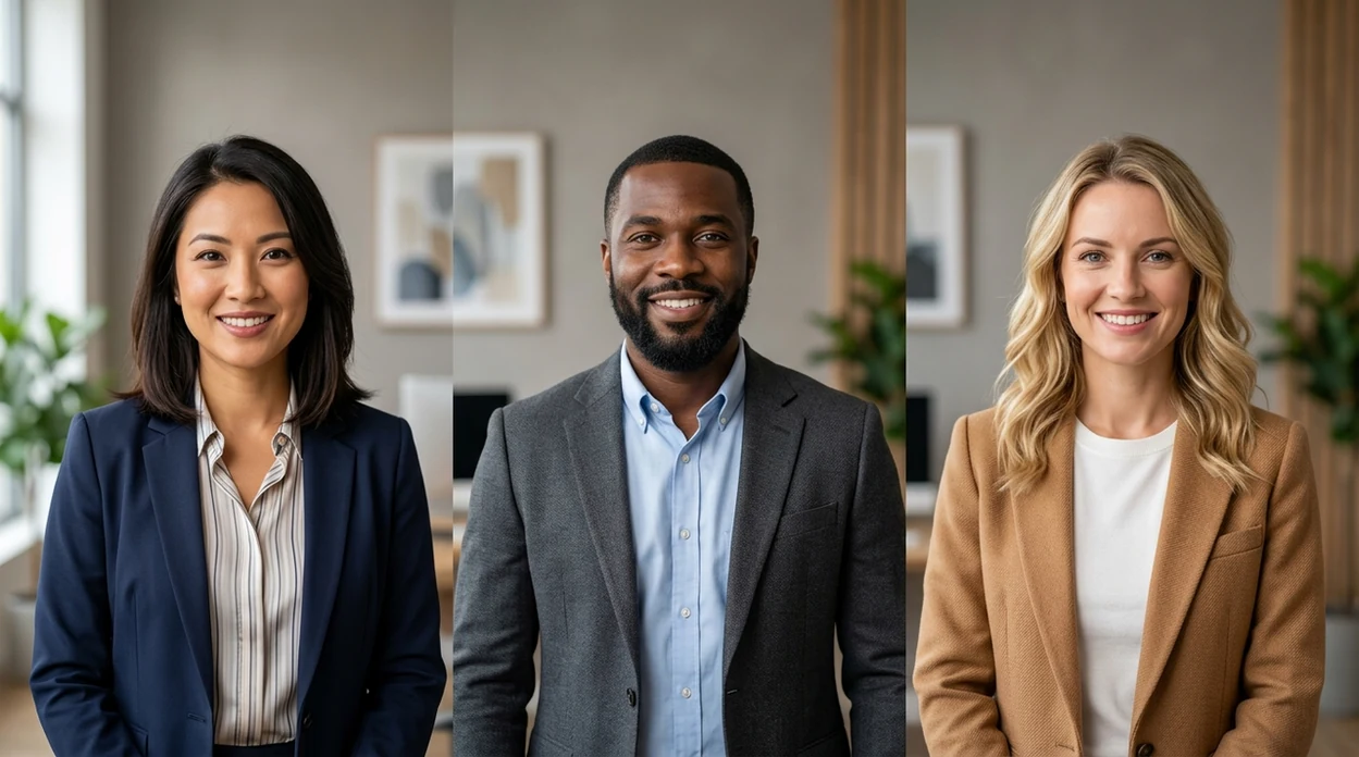 app that makes ai headshots showing polished professional portrait results