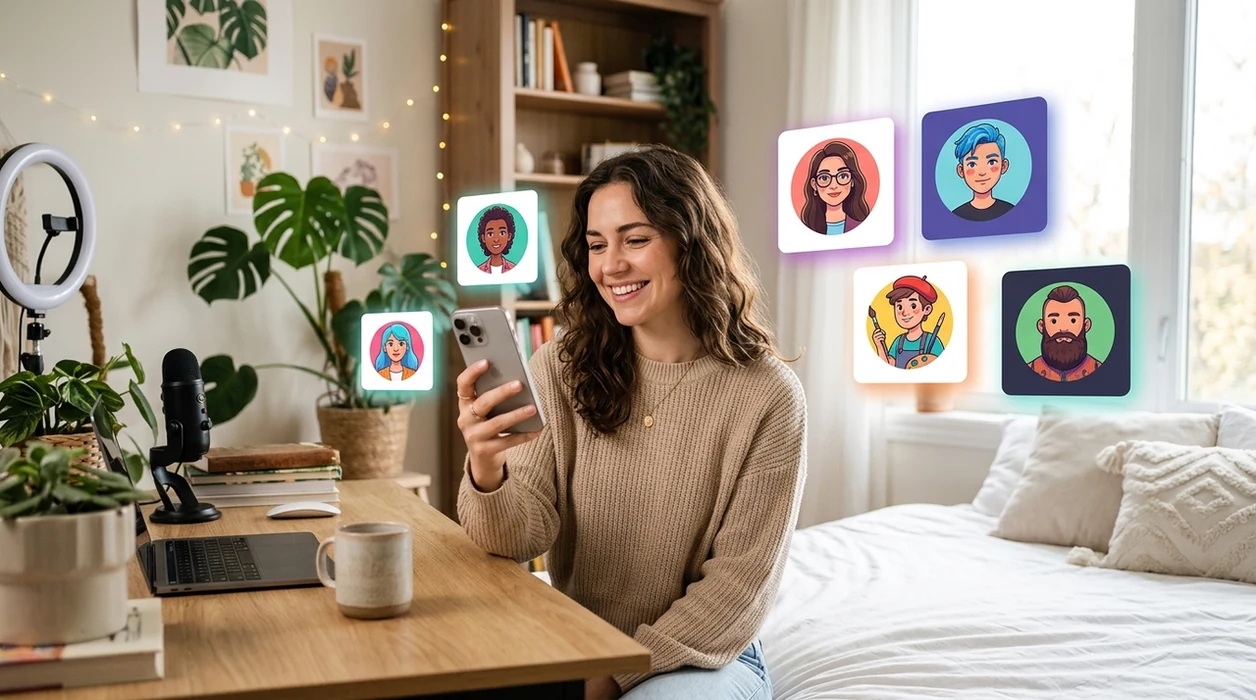 creator choosing finished profile picture avatars on an iPhone