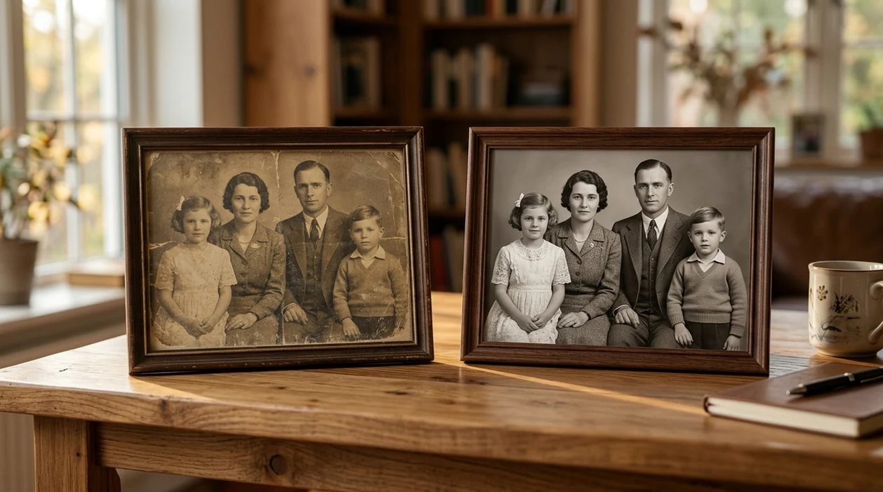 app that restores faces showing old portrait restored with clearer facial detail