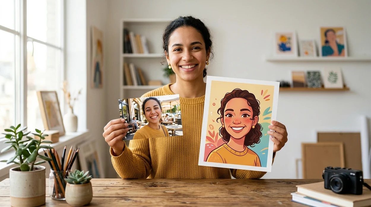 app that turns photos into cartoons showing illustrated selfie outcome